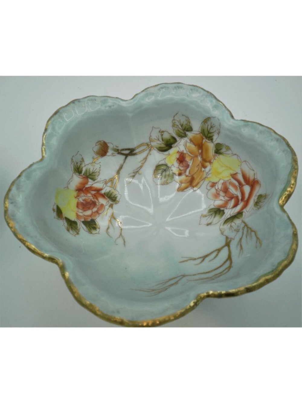 Nippon Footed Bowl Set 5 Pieces Fruit Nut Hand Painted Floral Design Vintage - Picture 2 of 8
